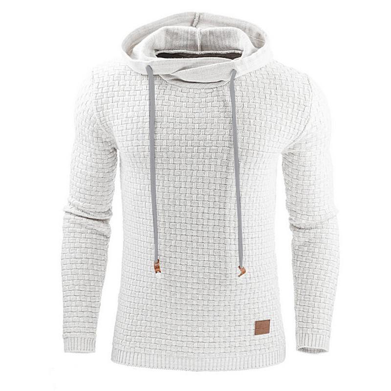 Light gray textured hoodie with a small brown patch on a white background