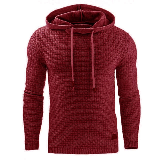 Red textured hoodie on a white background